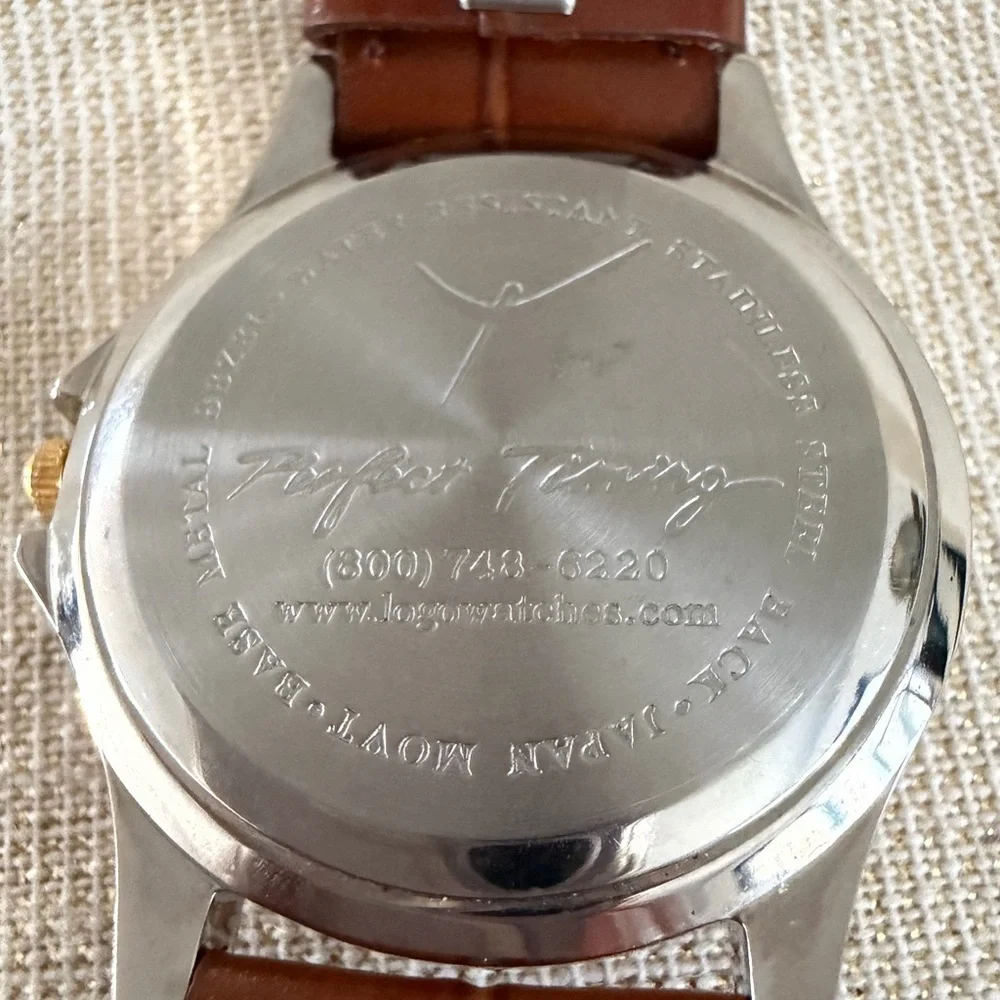 Croton Black Leather Watch Strap - works just put new battery in it.
